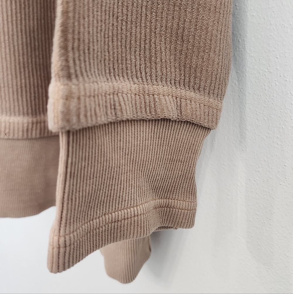 NWT Aerie Ribbed Oh Snap Henley Hoodie Stone Harbor Tan Oversized XXL - Picture 4 of 11